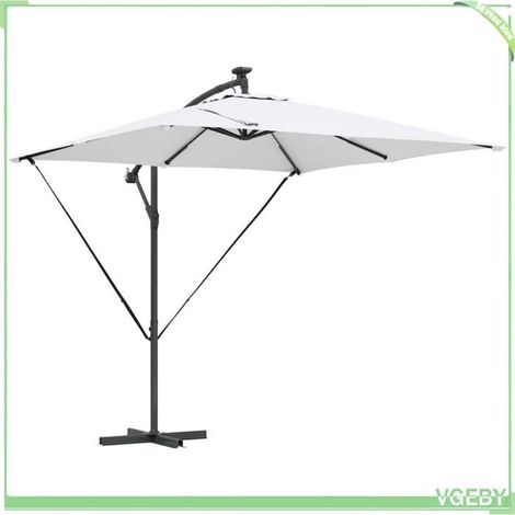 Parasol banane à mât déporté - FAFEICY - Banana - couleur sable - 249x249x250 cm - Inclinable solaire (1/5)
