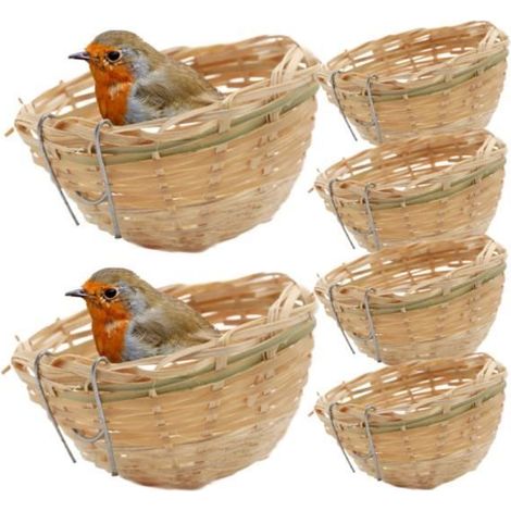 Nid d'oiseau - Non spécifié - 6 pièces - En bambou tissé - 3,9x2,4 pouces - Pour oiseaux exotiques (1/4)