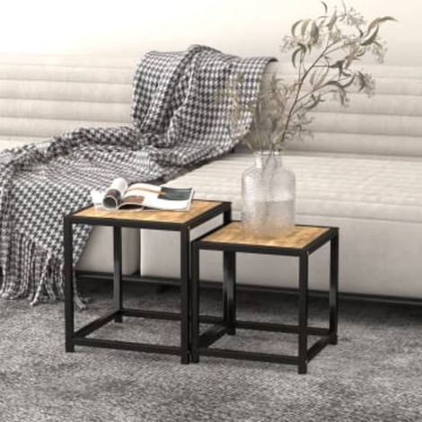 FIMEI Tables à thé 2 pcs MDF Noir et jaune (1/5)