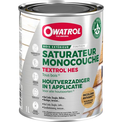 Owatrol – Saturateur monocouche pour bois tendres – TEXTROL® HES incolore 1 litre – Protection anti-UV – Pénétration profonde – Finition satinée-mat