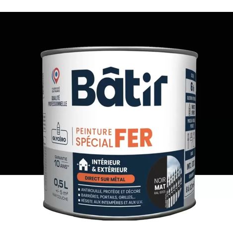 Peinture Spécial Fer BÂTIR Noir mat 0,5 L (1/2)