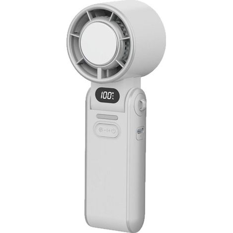 Ventilador turbo portátil, 3600 mAh, 100 velocidades, ajustable, plegable, con cable de alimentación, color blanco. (1/2)