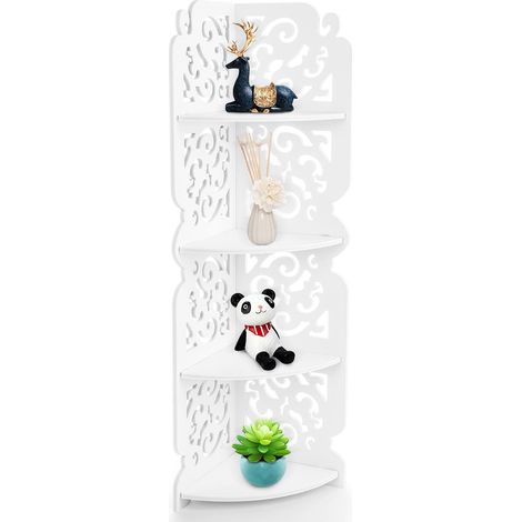 4 Tier Corner Shelf Unit 80X22X22cm Corner Shelf Book Shelf Bathroom Shelves Corner Shelves Corner Unit Corner Table Corner Unit For Living Room for Office Bathroom (1/5)