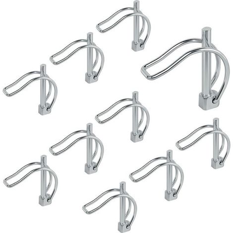 10 Pièces Goupille de Verrouillage Forme D 6 x 45 mm Goupille Securite pour Tuyaux Goupille Fendue avec Enclenchement Goupilles Fendues en Acier au Carbone Galvanisé pour Ferme Pelouse Jardin (1/4)