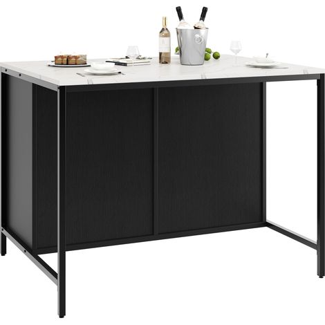 ELVMI Tavolo Alto con 2 Cassetti e Ripiano Regolabile, in MDF, Nero, Cucina, Sala da Pranzo, 100x90x90 cm (1/5)