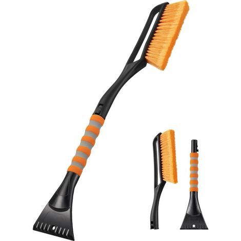 27-Inch Car Windshield Scraper and Snow Brush, Snow Removal Tool with Ergonomic Foam Handle for Cars, SUVs, Orange Windshields (1/5)
