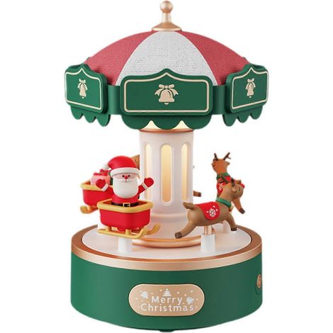 Carrousel de Noël Boîte à musique Œuvre d'art Décor de Noël pour bureau maison chambre (1/5)