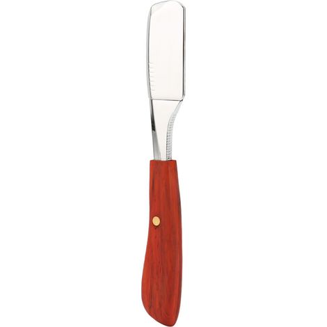 Porte-lame de rasoir droit vintage en bois pour salon de coiffure, manuel et finition argent brillant (1/5)
