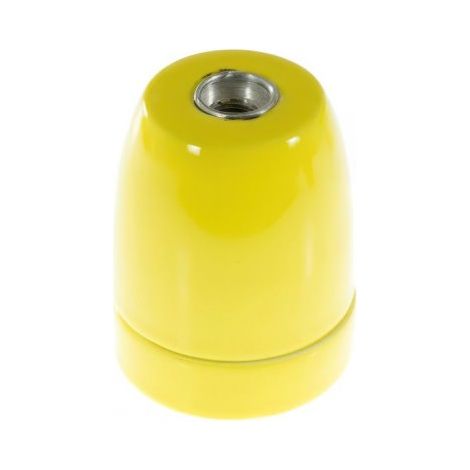 Douille E27 en Porcelaine Jaune - Déco Vintage
