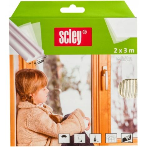 Joint d'étanchéité en caoutchouc pour fenêtres et portes en PVC, blanc, profil E, 2 x 3 m