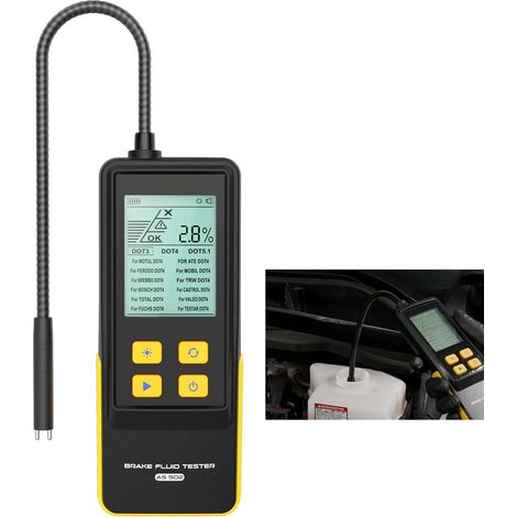 Bremsflüssigkeitstest Auto Hochpräziser digitaler Bremsflüssigkeitstester mit hochempfindlicher Testsonde Bremsöldetektor für DOT3 DOT4 DOT5.1 Bremsflüssigkeit