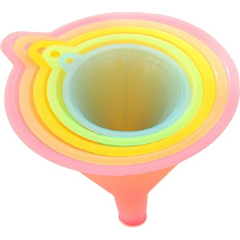 Entonnoir Cuisine - Lot de 5 Entonnoirs en Plastique Alimentaire - Pour Huile, Sauce, Lait, Vinaigre, Condiments - Dimensions Variées - Couleurs Assorties (1/5)