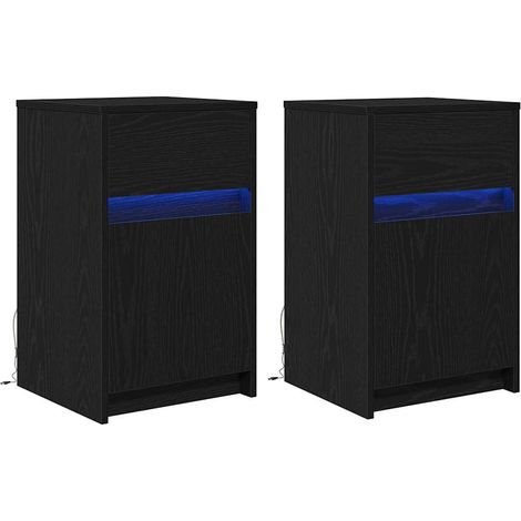 Maison Exclusive - Armadio da Letto LED 2 pcs Rovere nero 38 x 34 x 61 cm (1/5)