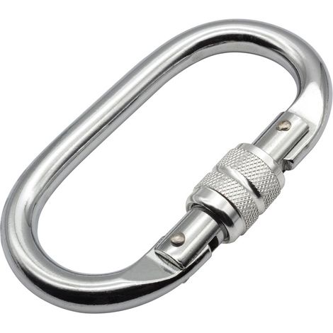 Mosquetón de 2 piezas de 25 KN, mosquetón de acero inoxidable con gancho de resorte tipo O-Lock y tensor para escalada en roca, rapel y hamaca (1/5)