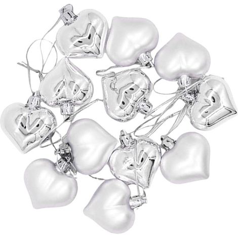 Lot de 12 boules de Noël en forme de cœur (1/5)