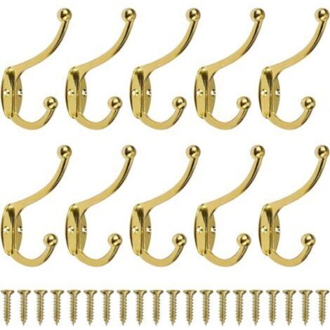 Retro Coat Hooks Wall Mounted Vintage Metal Door Hook for Bathroom Kitchen Bedroom Entryway 10 Pieces Gold (1/5)