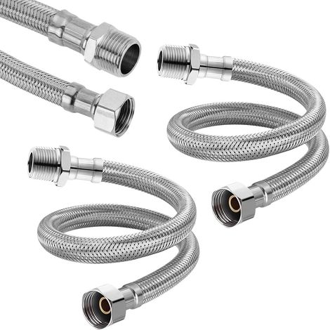 Flexible Connecting Hoses G3/8" Taps 2 Pieces Flexible Kitchen Tap Connectors, Flexible Hoses 3/8 Inch, 30 cm, for Kitchen Bathroom (1/5)