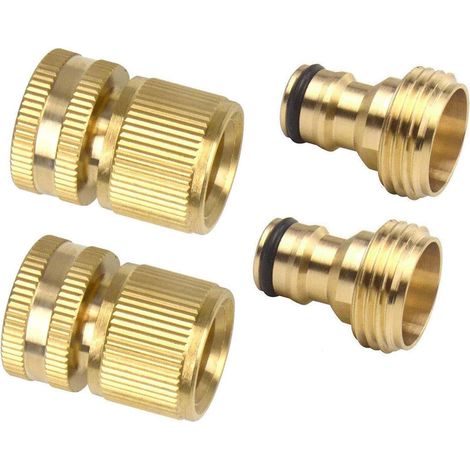 LERTREEUK Lot de 2 raccords rapides pour tuyau d'arrosage, laiton massif 1/2", 20 mm à 25 mm, connexion facile (1/5)