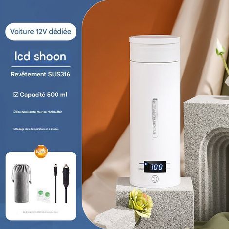 Portable electric kettle (500ml) in 316 stainless steel for on the go, with automatic shut-off, overheat protection, temperature control and 220V connection. (1/5)