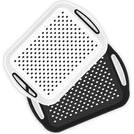 Ensemble de 6 plateaux alimentaires rectangulaires antidérapants, avec fond et couvercle, en plastique réutilisable, pour les repas. (1/4)