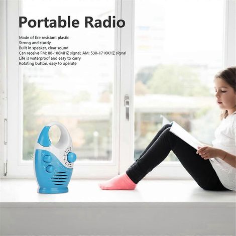 Radio de douche étanche, radio AM/FM avec haut-parleurs à volume réglable -- (1/5)