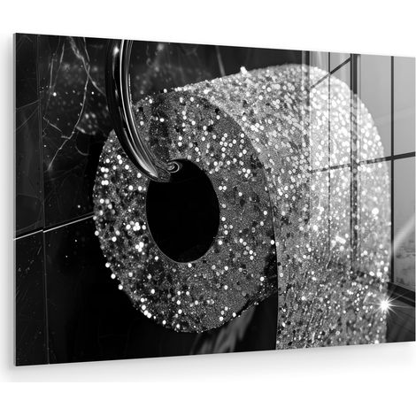 CUADRO DE METACRILATO WC - Papel higiénico - Blanco y negro - Purpurina Cuadros Decorativos 120x80 (1/5)