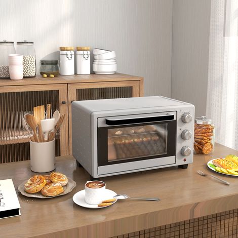 Mini-four - 100°C-230°C - four grille-pain de 21 L avec 1 grille métallique et 1 plaque de cuisson - acier inoxydable - 3 modes de cuisson