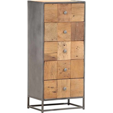 Armoire à tiroirs Meuble de Rangement - Style Contemporain 45 x 30 x 100 cm Bois de récupération massif BV848192 - BonneVie (1/5)
