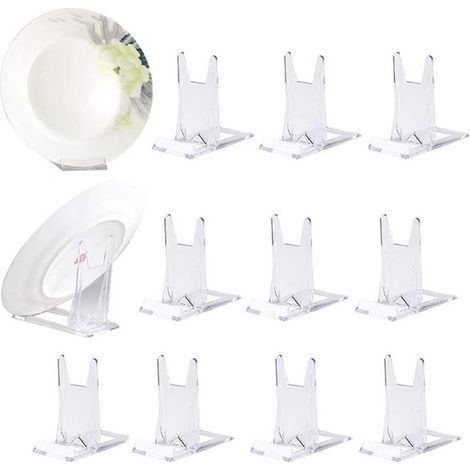 Présentoir à assiettes - Porte-assiettes 10 pièces - Support pour assiettes - Support en acrylique - Support pour téléphone - Porte-cartes de visite - Étagère - Présentoir pour assiettes, livres, phot (1/5)