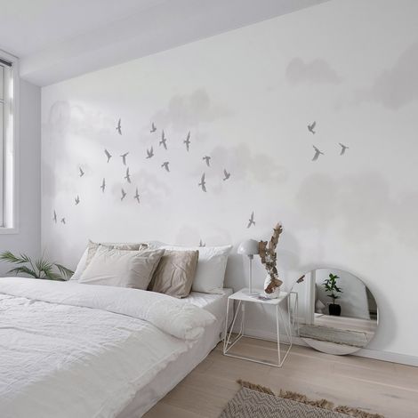 Papier peint panoramique Murmuration, Noir et blanc 150 x 250cm (1/5)