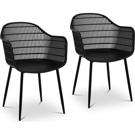 Set 2 sedie sala da pranzo max 150 kg nero 140000874