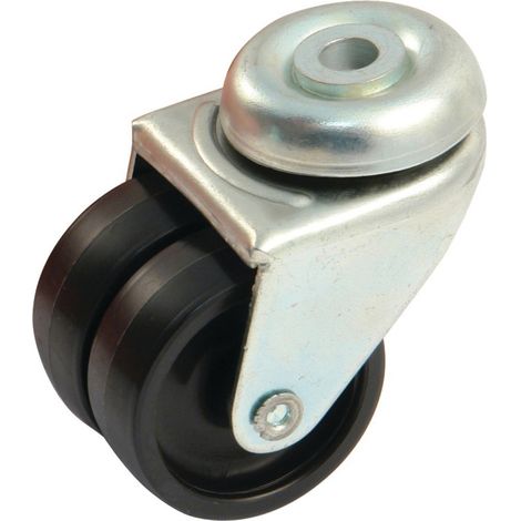 Roue double galet 50mm à oeil trou 10mm pivotante - AVL - 590313A