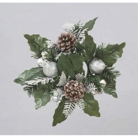 Euronatale GIROCANDELA 20cm C/PIGNE E Bacche Argent, Come Foto, Unica