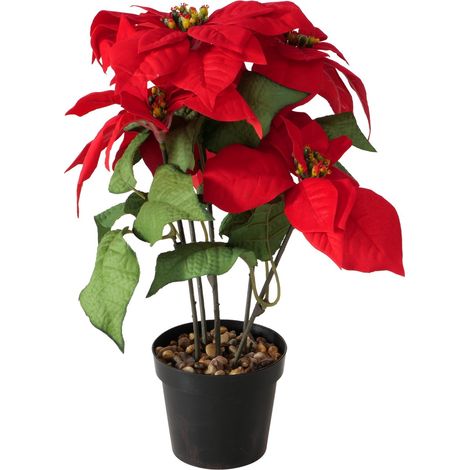 Künstlicher Weihnachtsstern im Topf, H. 40 cm