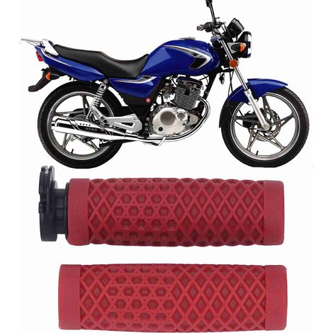 Une paire de guidons de moto de 22 mm (référence : S018) en rouge. (1/5)