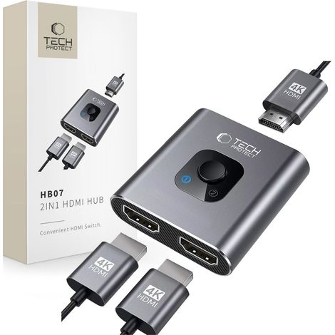 Adattatore hub Tech-protect HB07 2 in 1 HDMI 4K 60Hz grigio siderale (1/5)