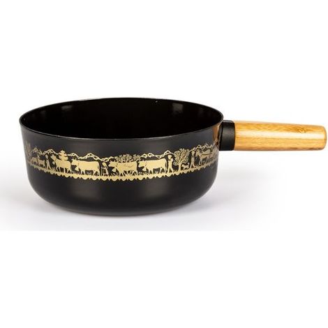 Fonduetopf aus emailliertem stahl, 23 cm, schwarz - Stockli - 7423.14HAA