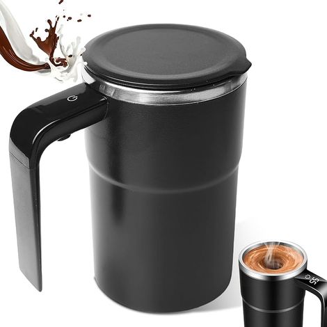 Tasse à café électrique à mélangeur automatique - 380 ml - Avec anse - Avec affichage de la température - En acier inoxydable 304 - Magnétique - Pour café, protéine et poudre (1/5)
