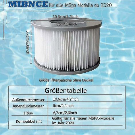 4er-Packung Mspa aufblasbare Poolfilterkartuschen, Ruikalucky Whirlpool