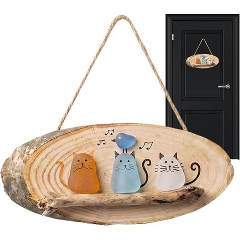 Décoration murale de chat - 7,87 pouces pendentif Home art balancel, décoration intérieure élégante Pussycat Wall hanging, décoration d'animaux en verre de mer, décoration de pendentif mural pour salo (1/5)
