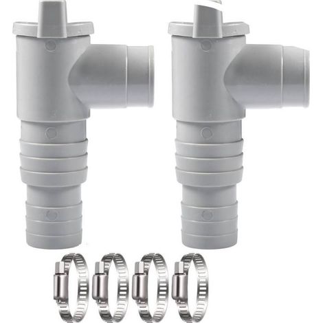 Vanne d'arrêt de piscine 2 pièces, vanne d'arrêt 32 mm, robinet de piscine 32 mm avec 4 colliers de serrage, pièces de piscine à piston, accessoires d'entretien de piscine (1/5)