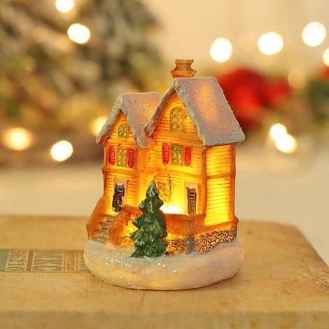 Maison De Village De Noël - Maison Miniature En Résine Avec Éclairage Led - Décoration Festive Pour Intérieur Et Arbre De Noël - 1 Pièce (1/5)