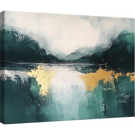 toile Peinture Murale abstraite or pour chambre salon cuisine 60x40 (1/3)