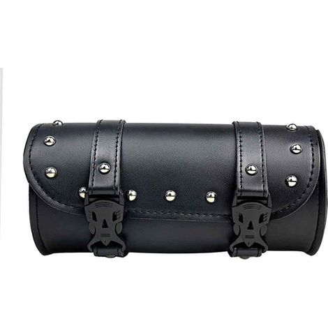 Sacoche de selle universelle pour moto, cuir noir - imperméable ou résistante à la chaleur (8,27 x 3,94 x 3,94 pouces), (1/5)