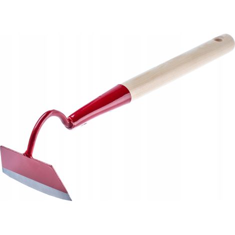 KADAX Gartenhacke aus Metall mit Holzstiel, Trapezform, 10 cm, Kurz, Rot