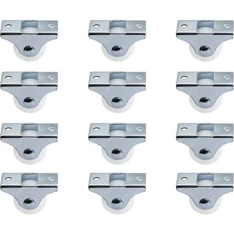 pair Lot de 12 roulettes de 2,5 cm rigides fixes non pivotantes avec plaque supérieure en métal roues en plastique dur pour meubles, argent (1/5)