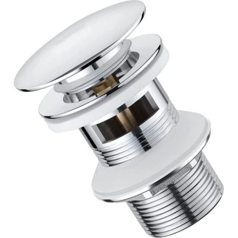 Bonde pour lavabos et vasques avec trop-plein, raccord fileté 1 1/4", bonde chromée avec protection anti-débordement (1/5)