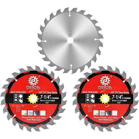 Lames de scie circulaire 184mm 24 dents pour bois et plastiques (x3) (1/5)
