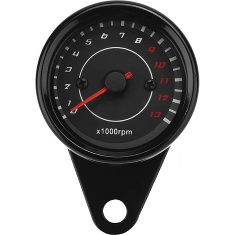 Fockety Tachymètre Universel pour Instrument de Moto rétroéclairé, Compteur de Vitesse, Jauge en Aluminium pour, Matériau Durable pour les Cyclistes (coque noire, visage noir). (1/5)
