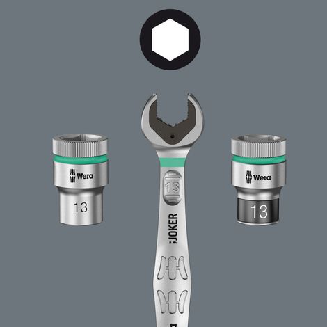 Chiave a bussola a cricchetto Joker SW 16mm lung. 213mm, reversibile, anelli 15 gradi